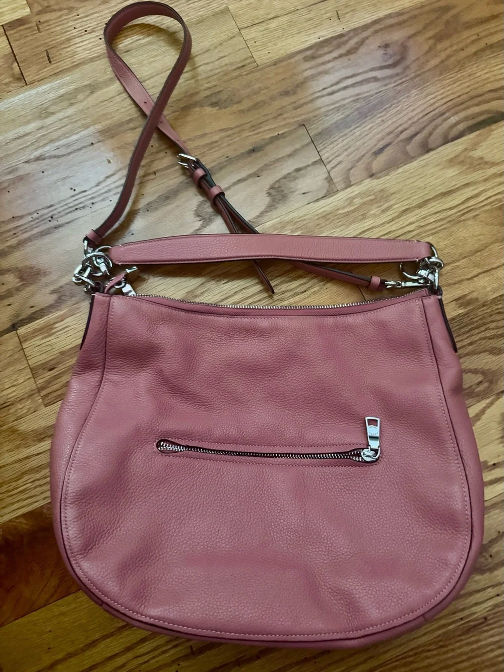 Coach Pink Pebbled Leather Shoulder Bag with Silver Hardware
